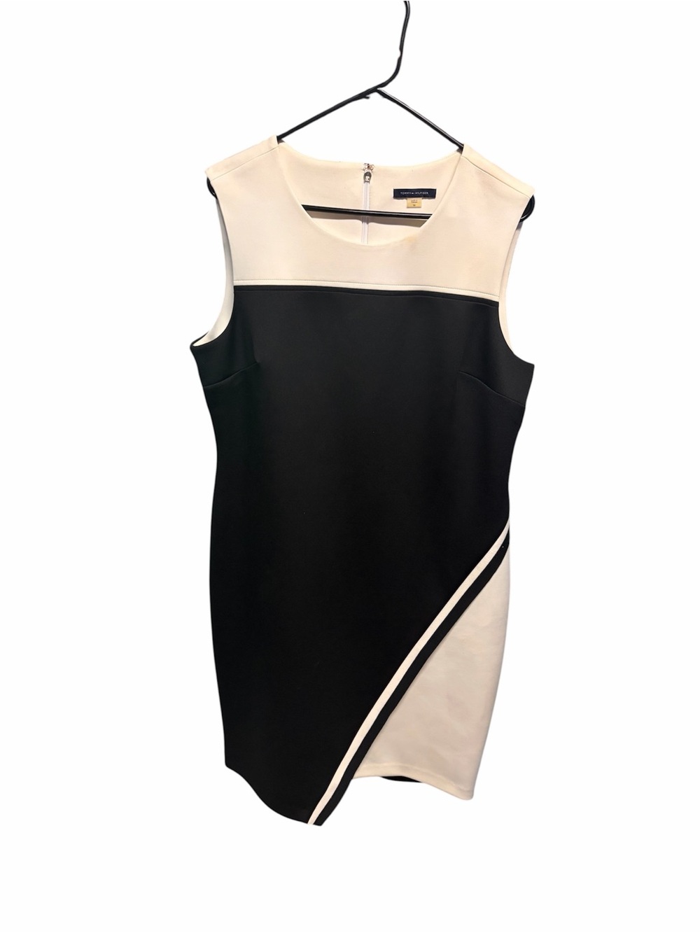 Tommy Hilfiger Colorblock Asymmetrical Scuba Sheath Dress size 14